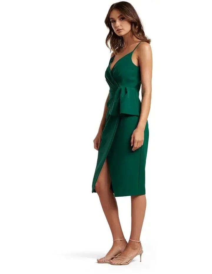 Forever New Alexis Wrap Midi Dress Green Size 12 photo 4