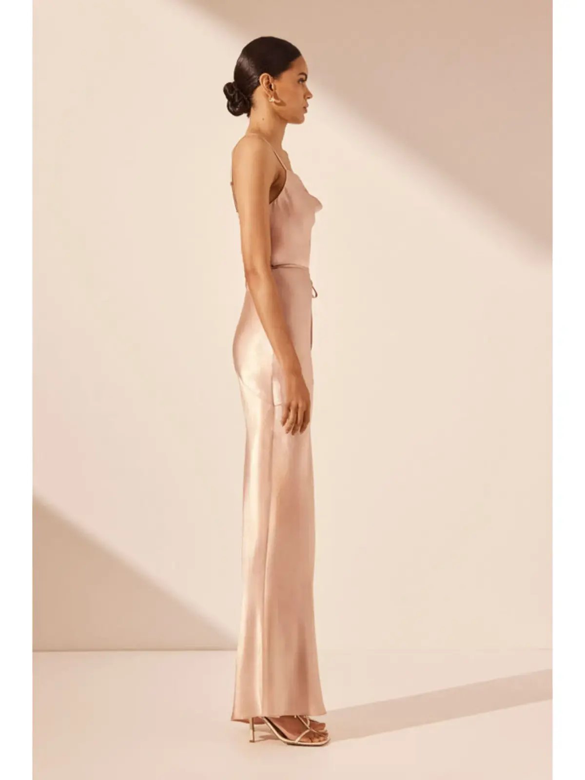 Shona Joy La Lune Bias Cowl Maxi Dress Desert Rose Size AU 10 photo 2