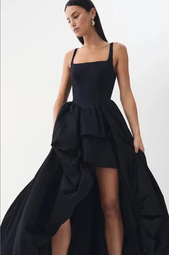 Aje Alani Asymmetrical Bubble Hem Gown Black Size 8 photo 3