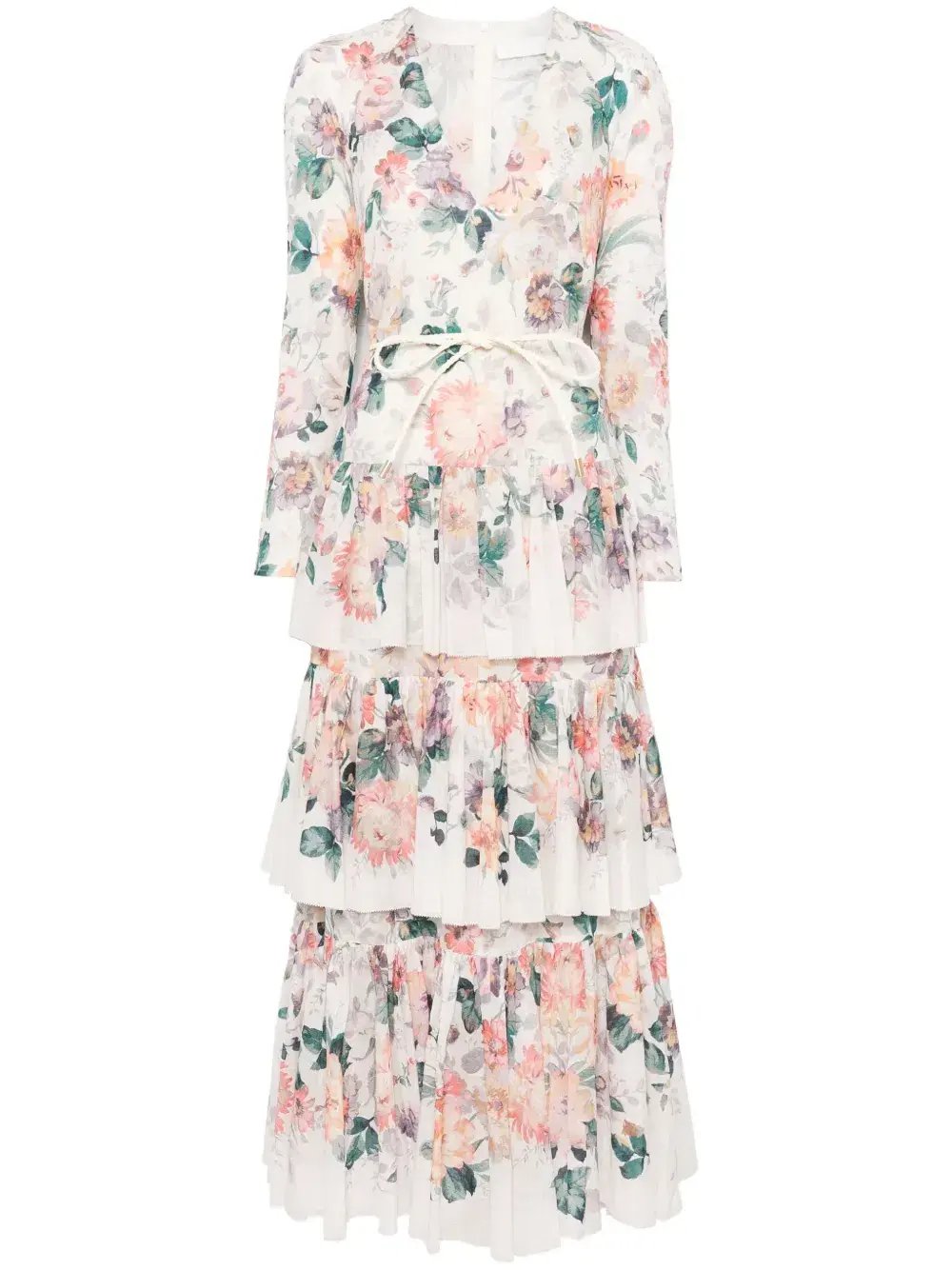 Zimmermann Acacia Tiered Maxi Dress Cream Multi Floral Size 0 / AU 8 photo 3