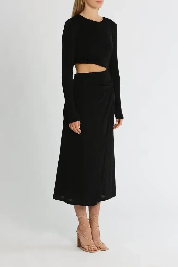 MISHA Arma Midi Dress Black Size 10/M photo 2