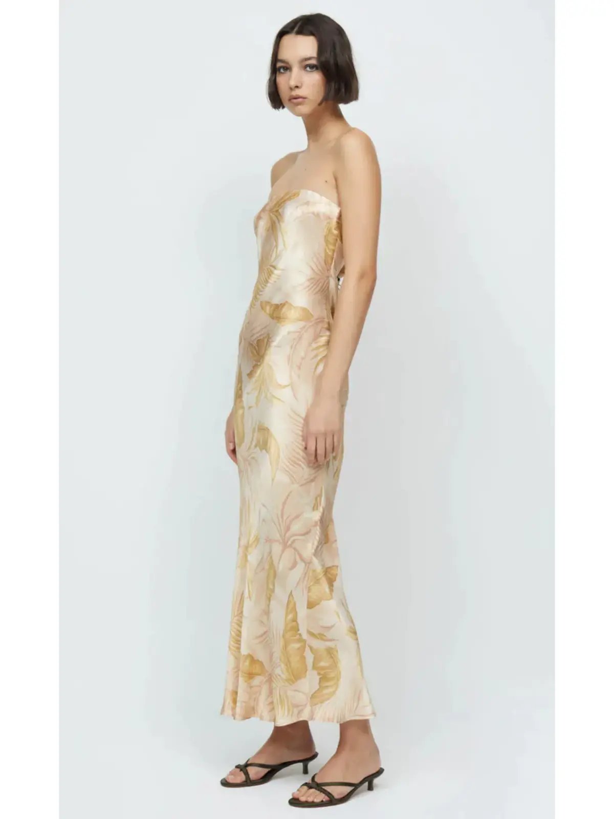 Bec & Bridge Dusty Palms Strapless Maxi Dress Print Size AU 6 photo 2