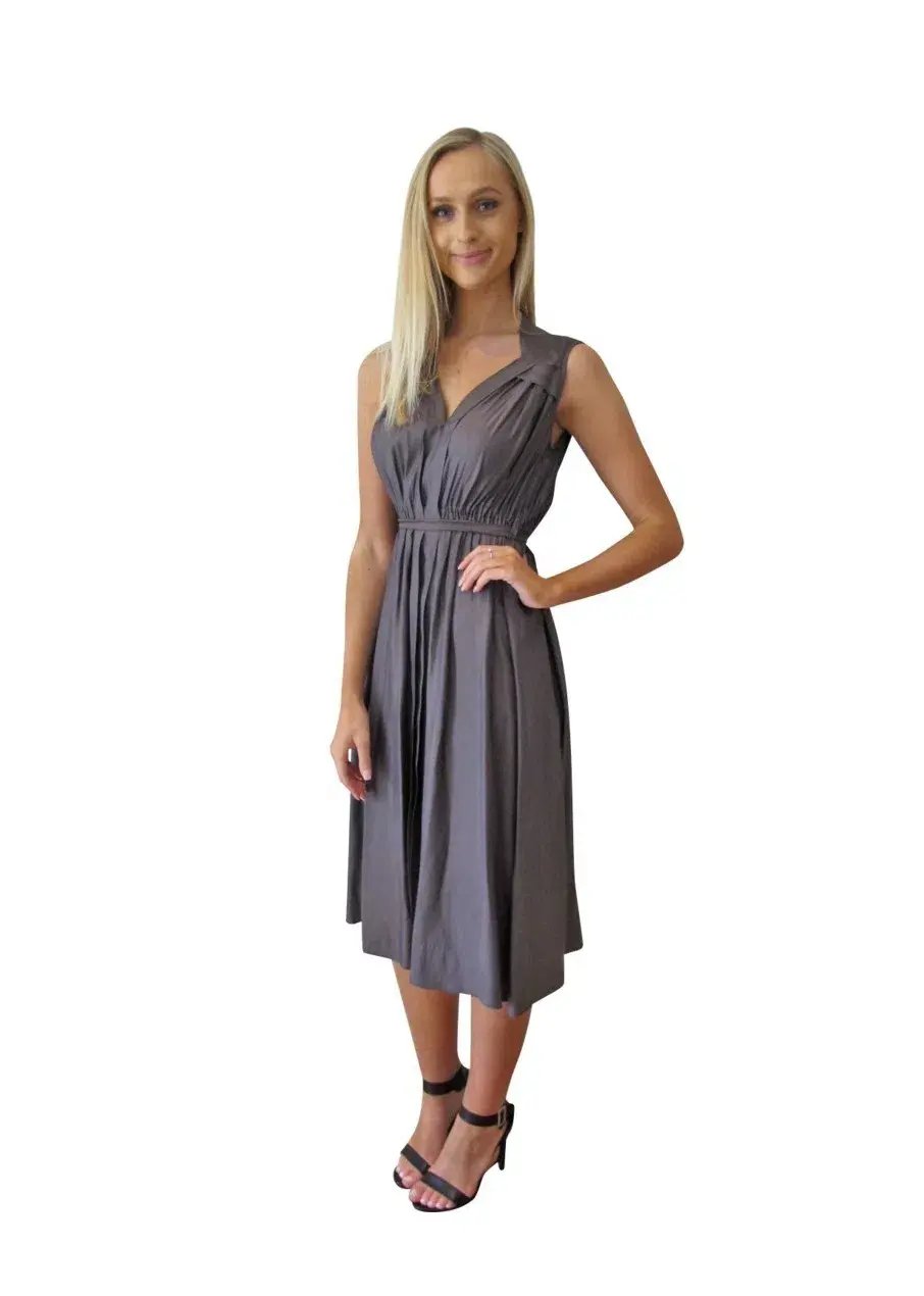 Scanlan Theodore V Neck Dress Grey Size 8 photo 2