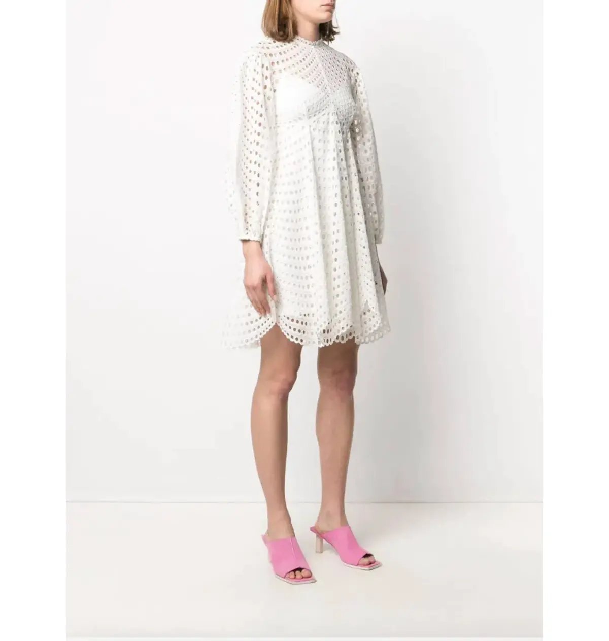 Zimmermann Poppy Eyelet Mini Dress Ivory Size 0 / AU 8 photo 2