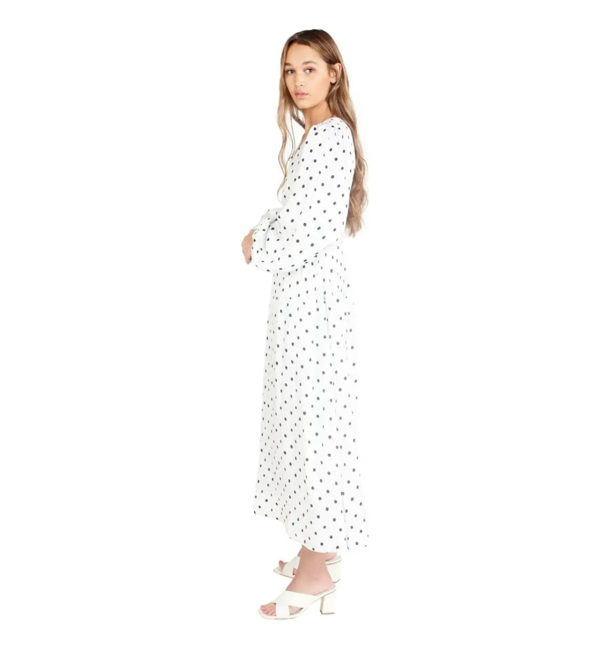 Aje Liberation Blouson Midi Dress Cream and Black Dot Size M / AU 10 photo 2