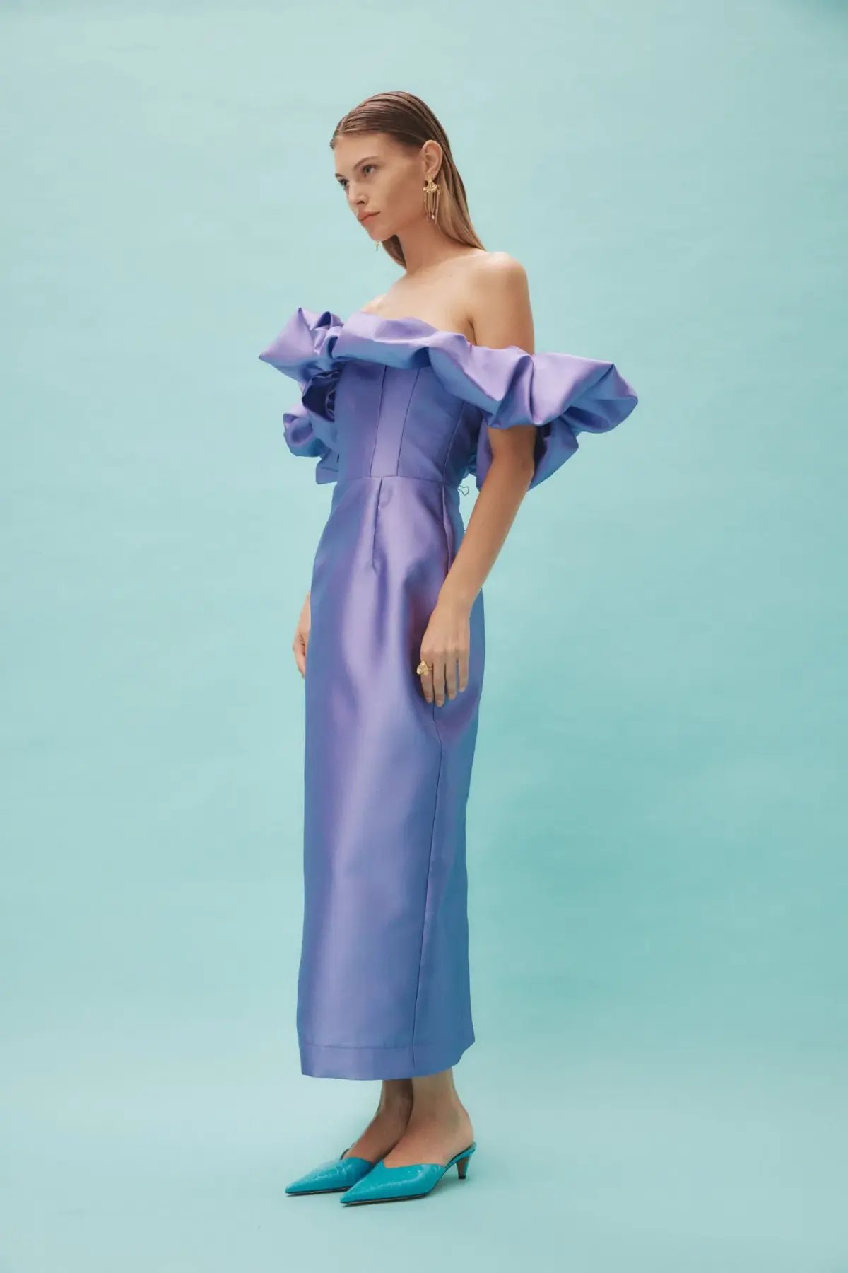 Alemais Suzi Off Shoulder Midi Dress Purple Size 8 photo 2