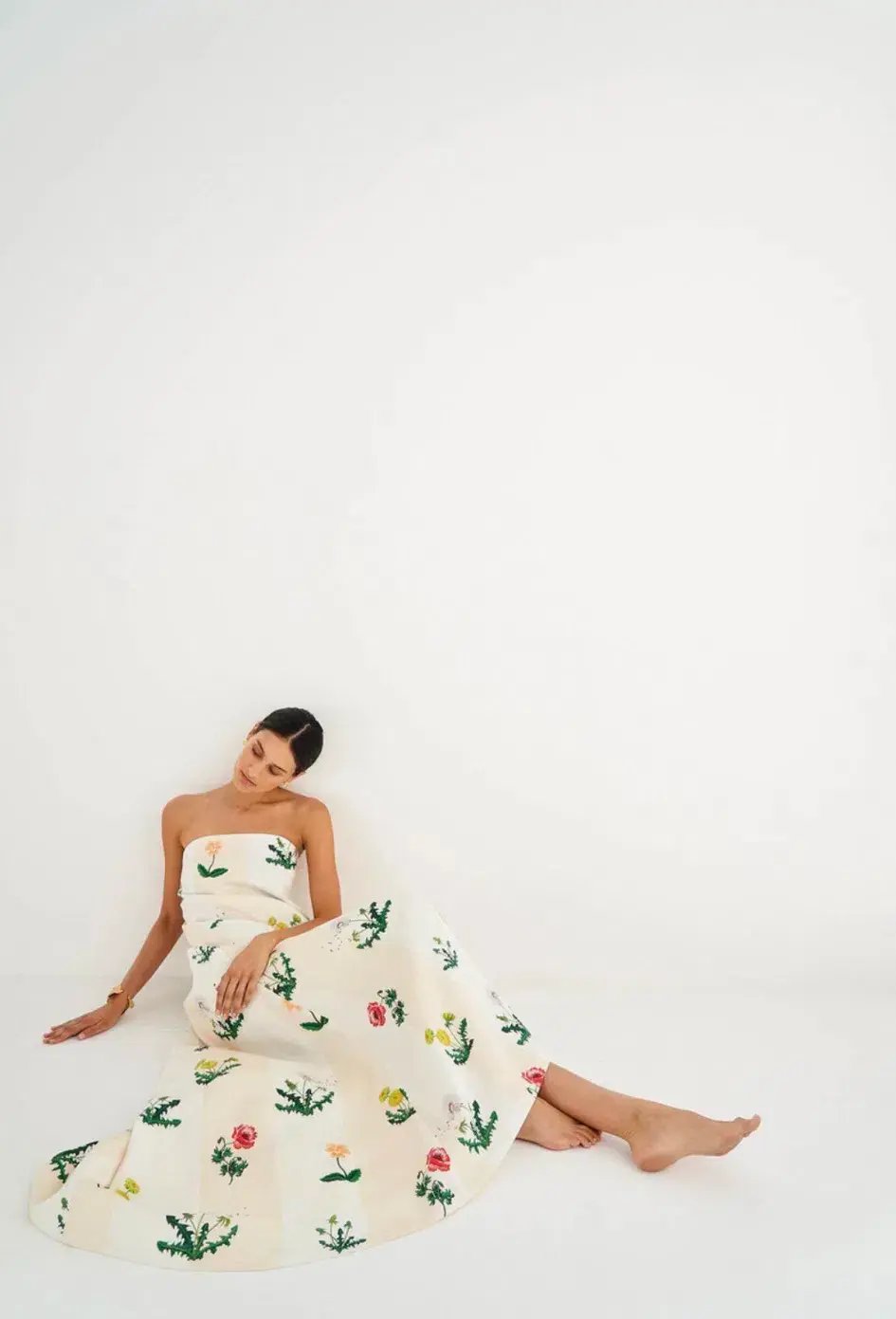 Oroton Poppy Print Gown Cream Floral 10 photo 2