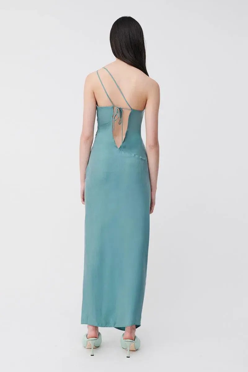 Suboo Andy Asymmetric Ruched Slip Dress Seafoam Size XS/AU 6 photo 3