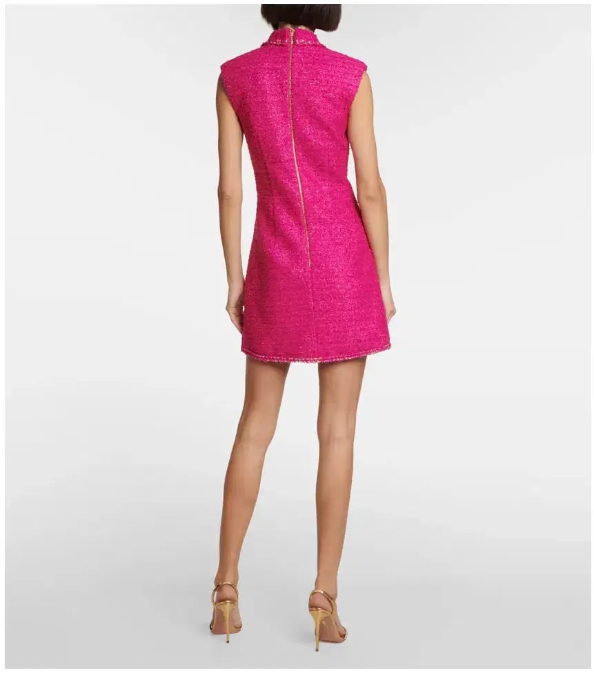 Rebecca Vallance Palais Sleeveless Tweed Blazer Mini Dress Pink Size AU 10 photo 4