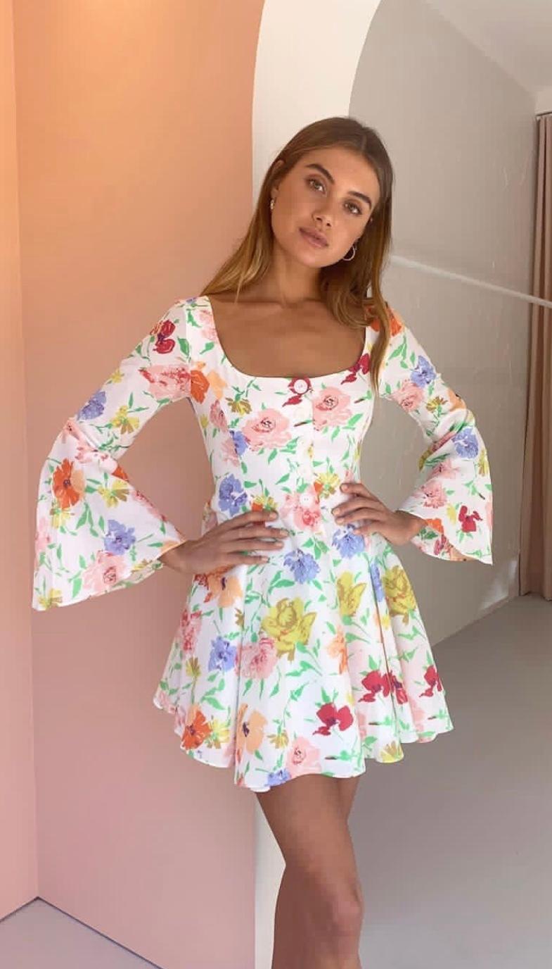 Seed Heritage Shirred Waist Mini Dress Floral Size 4 photo 26