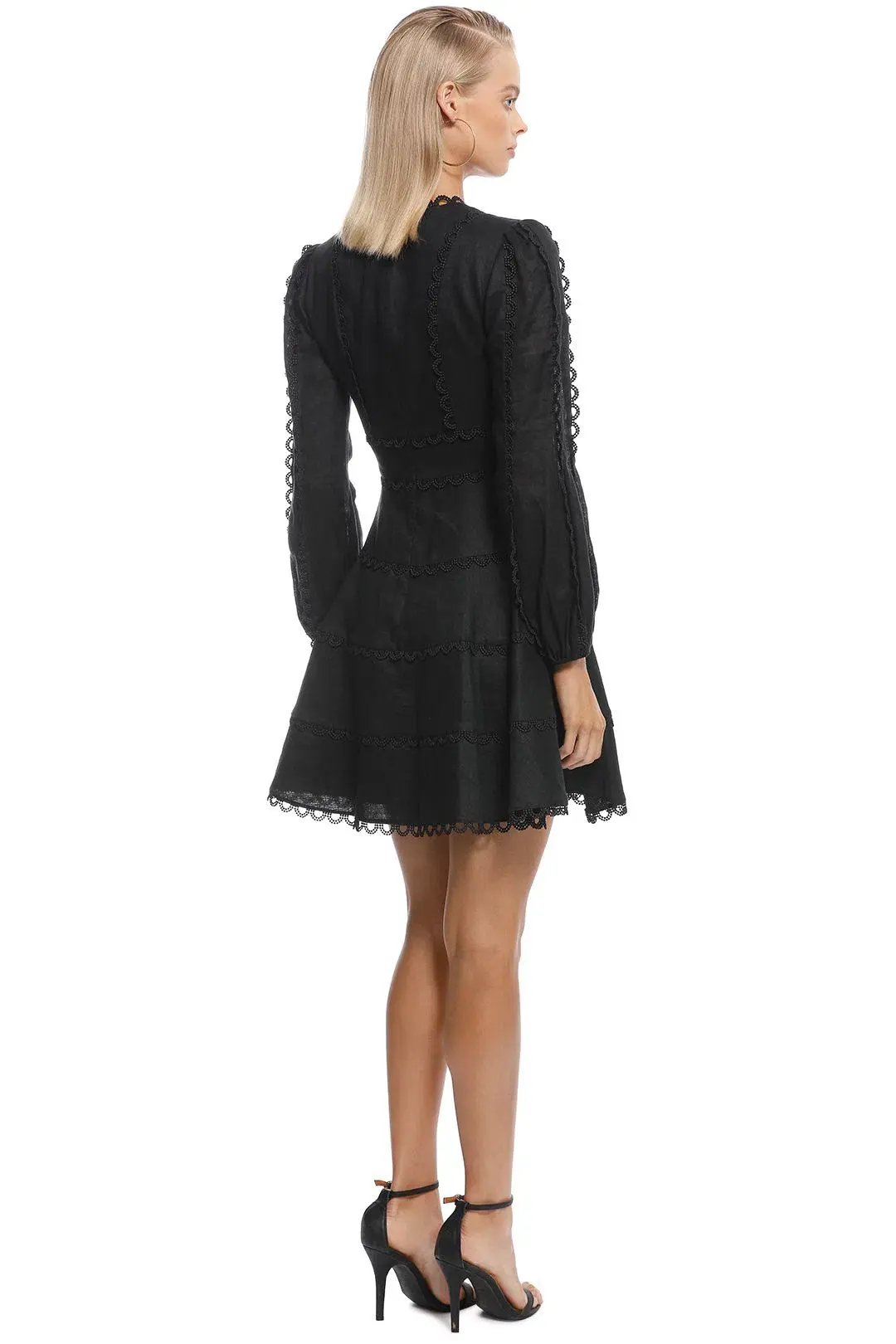 Zimmermann Heathers Flounce Short Dress Black Size 1/Au 10 photo 2