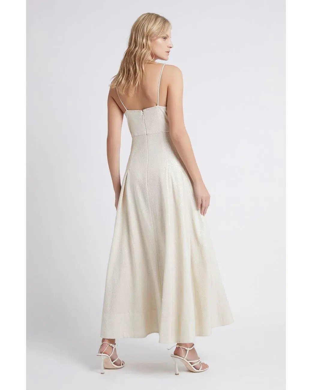 Aje Idyllic Strappy Sequin Dress White Size 6 photo 3