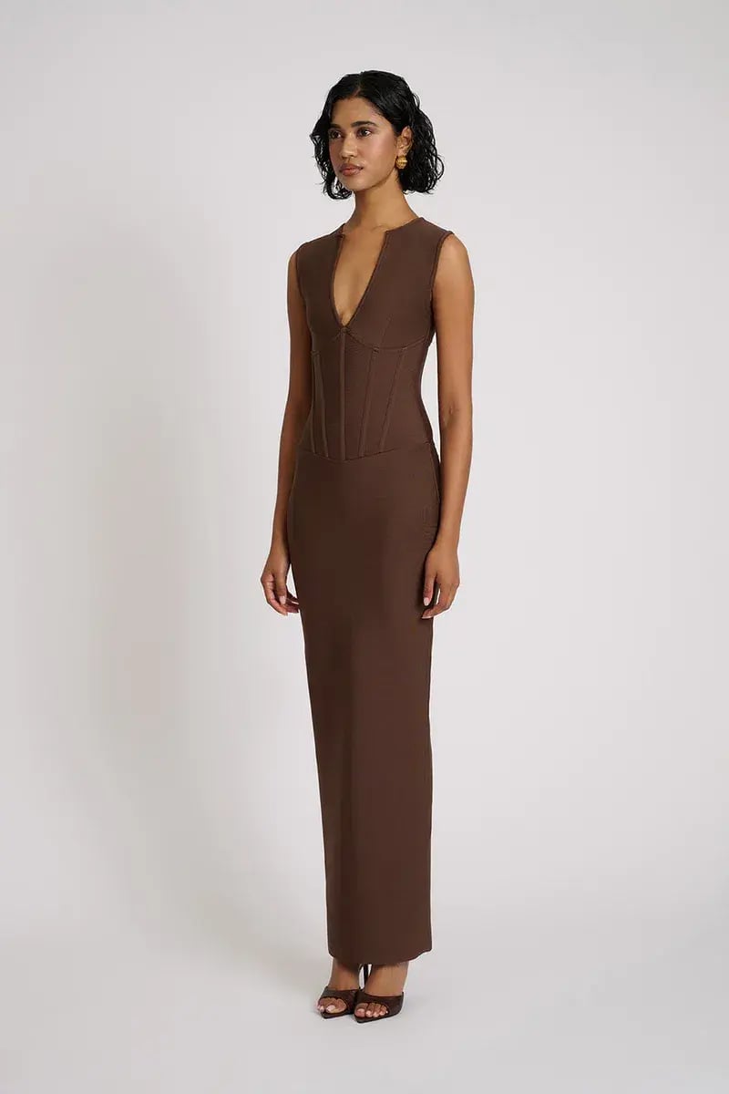 Eliya the Label Giselle Midi Dress Brown Size 10 photo 3