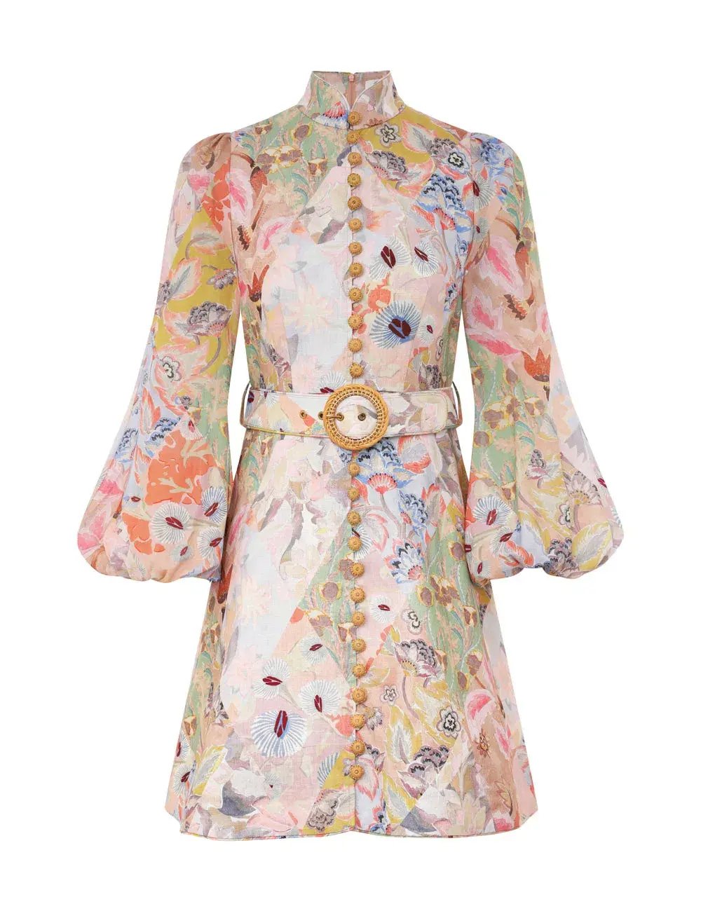 Zimmermann Illustration Belted Mini Dress in Multi Floral Diamond Size 1 / AU 10 photo 8