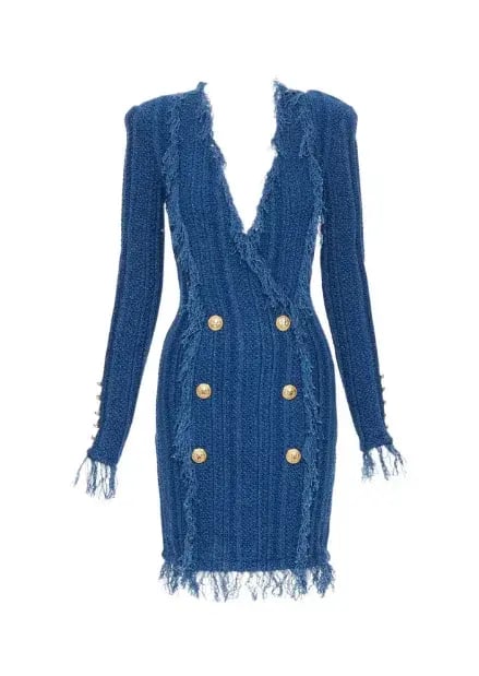 Balmain Knit Mini Dress Blue Size FR 38 / AU 10 photo 2