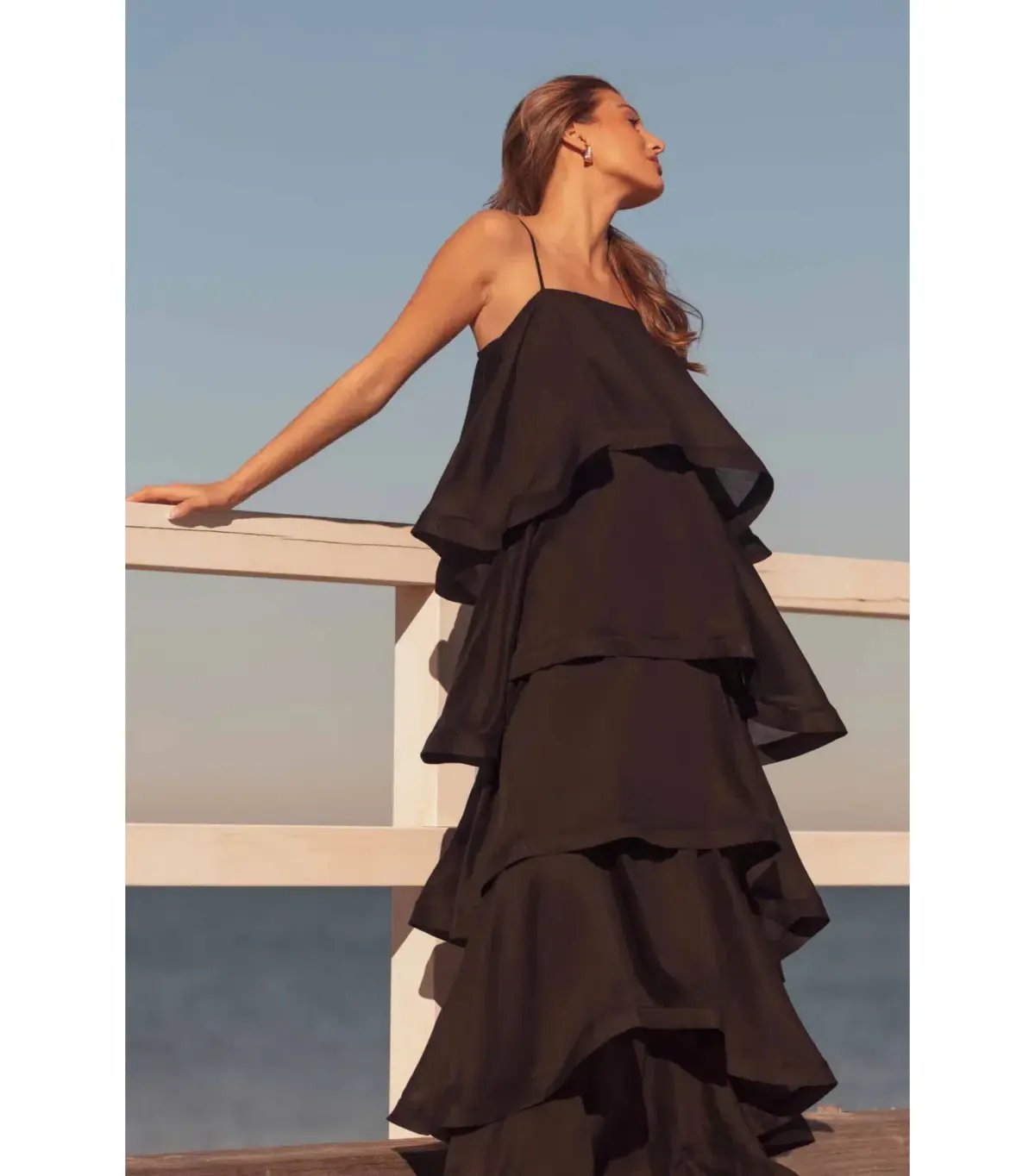 Elliatt Tilly Tiered Maxi Dress Black Size M / AU 10 photo 6