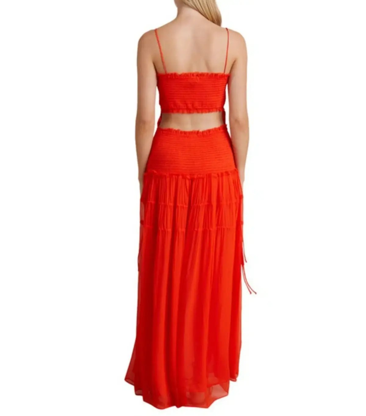 Bec & Bridge Charlotte Smocked Cut-Out Maxi Dress in Flame Size AU 6 photo 3
