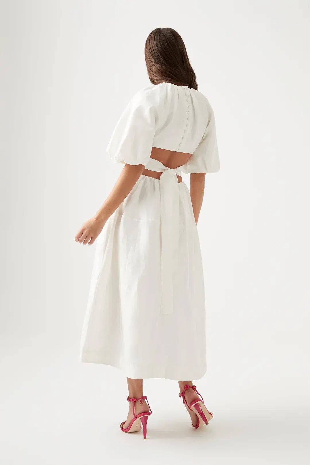 Aje Mimosa Cutout Midi Dress In Ivory Size 10 photo 4