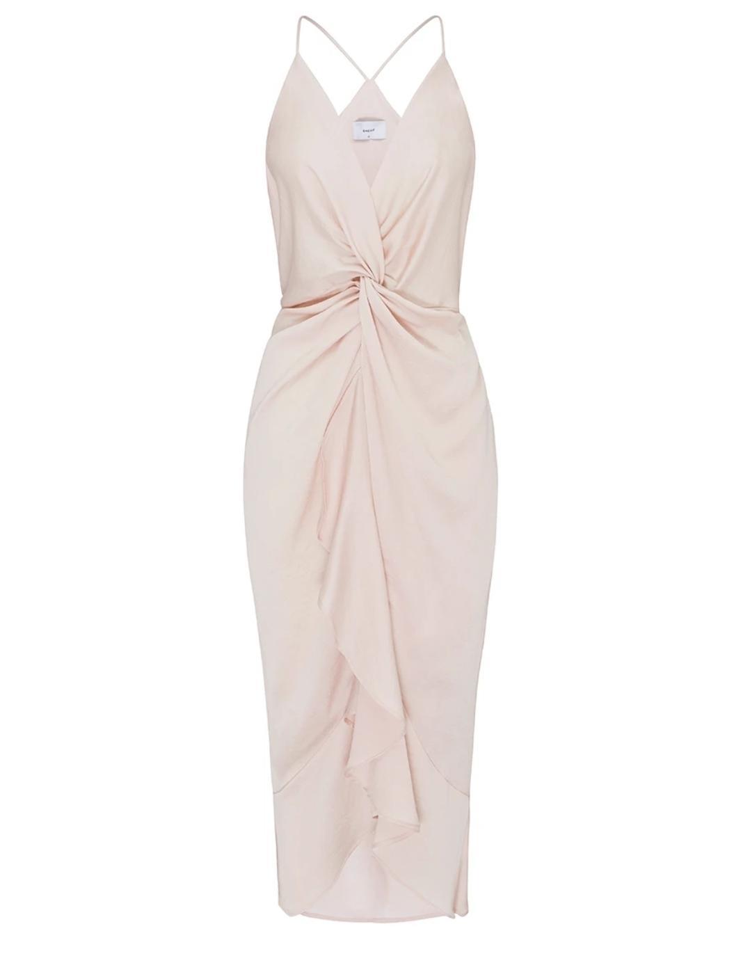 Sheike Midi Knot Dress Champagne Size 8 photo 2