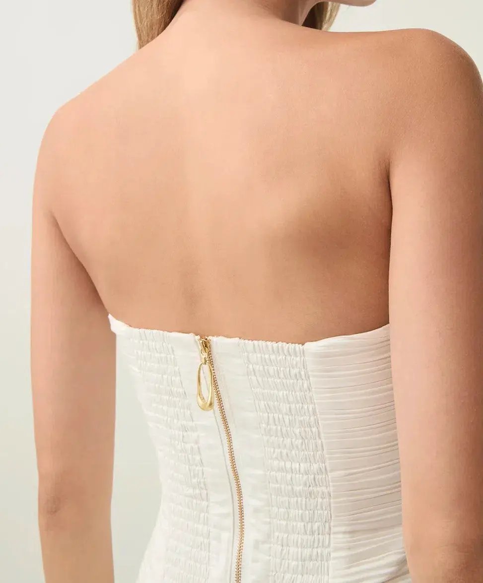 Aje Violette Bubble Hem Mini Dress Ivory Size 6 photo 2