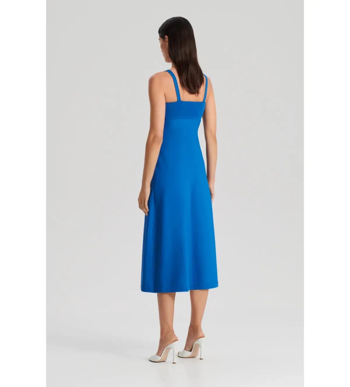 Scanlan Theodore Crepe Knit Square Neck Dress Azure size 10 photo 3