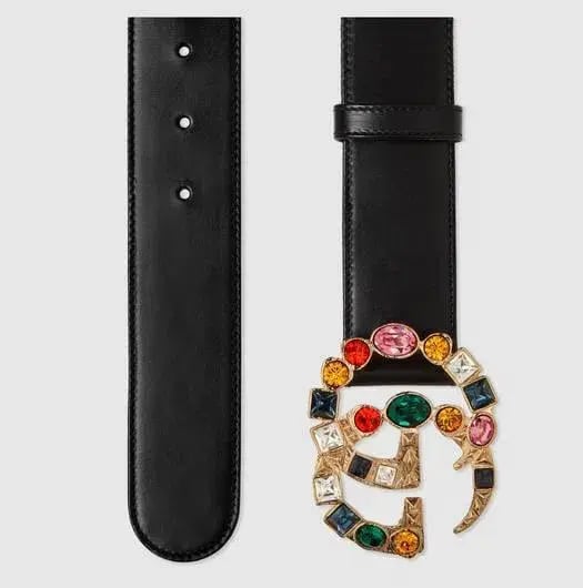 Gucci Leather Belt with Crystal Double G Buckle Multi photo 3