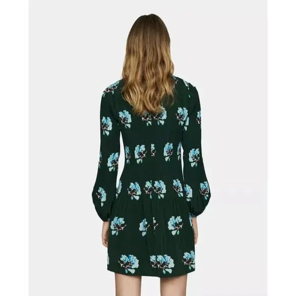 Maje Green Floral Dress Print Size 10 photo 3