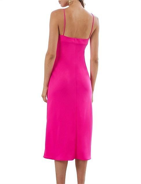 BY Johnny PINK NEON BIAS SLIP MIDI DRESS size 10 photo 3