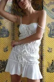 Mirror Palais Tunnel Ruffle Mini Skirt & Cami Top Set in Cloud Size S/ Au 8 photo 5