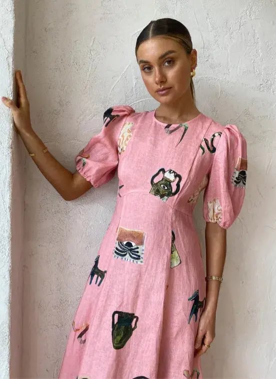 Alemais Cleo Midi Dress Pink Size 14 photo 2