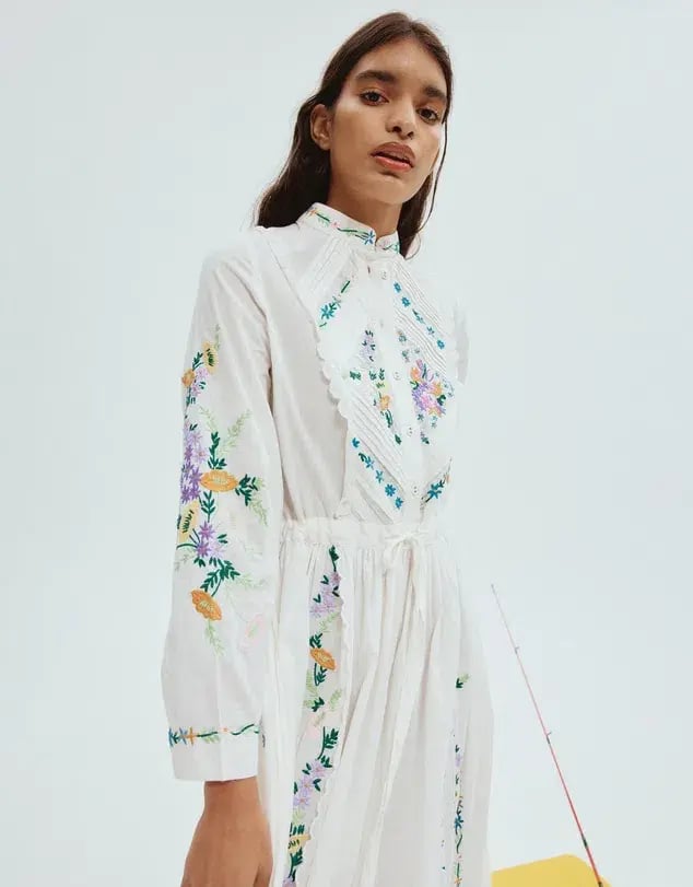 Alemais Willa Embroidered Shirt Dress White Floral Size AU 10 photo 5