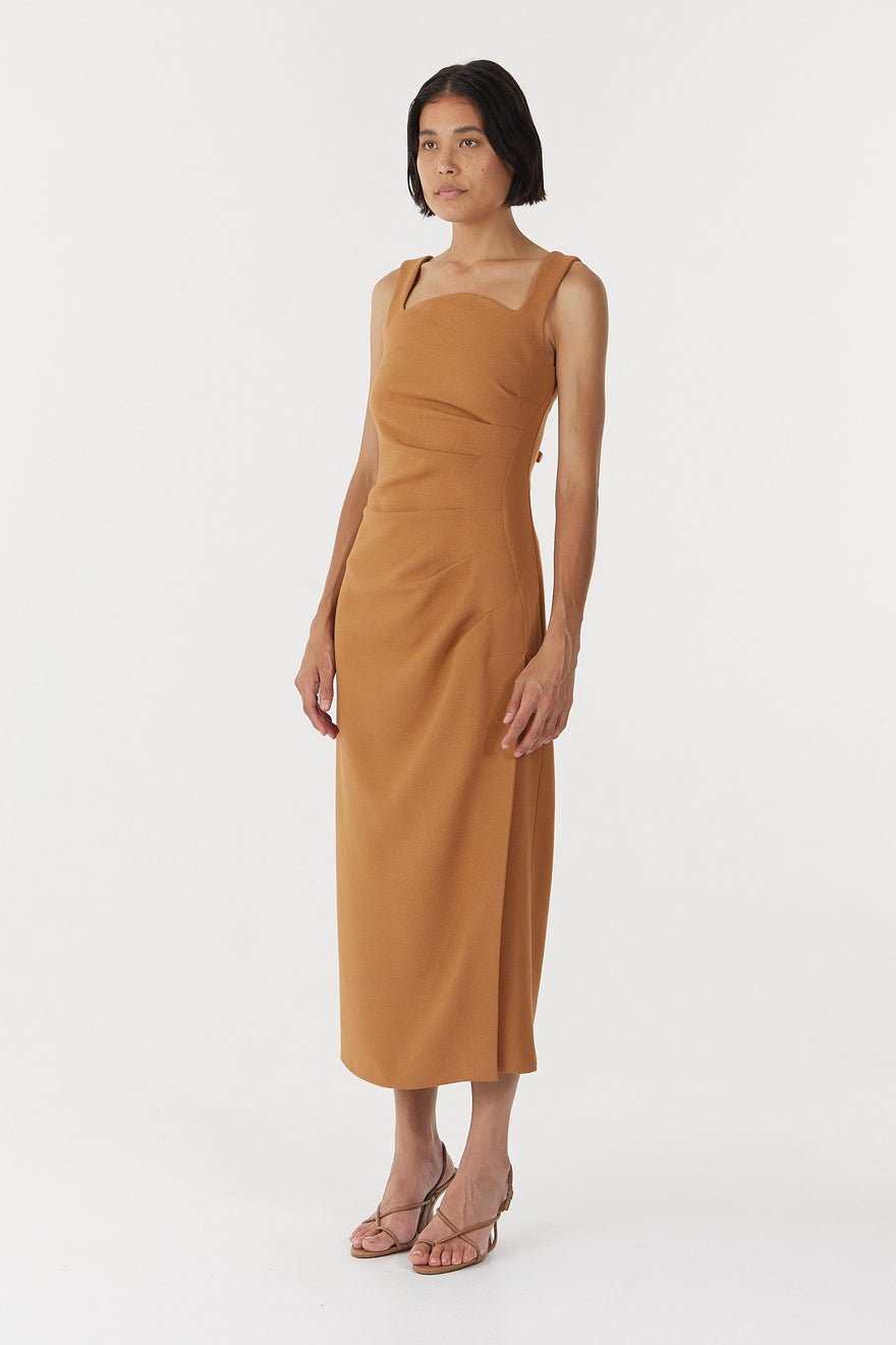 Third Form Enigma Tuck Dress - Camel photo 2