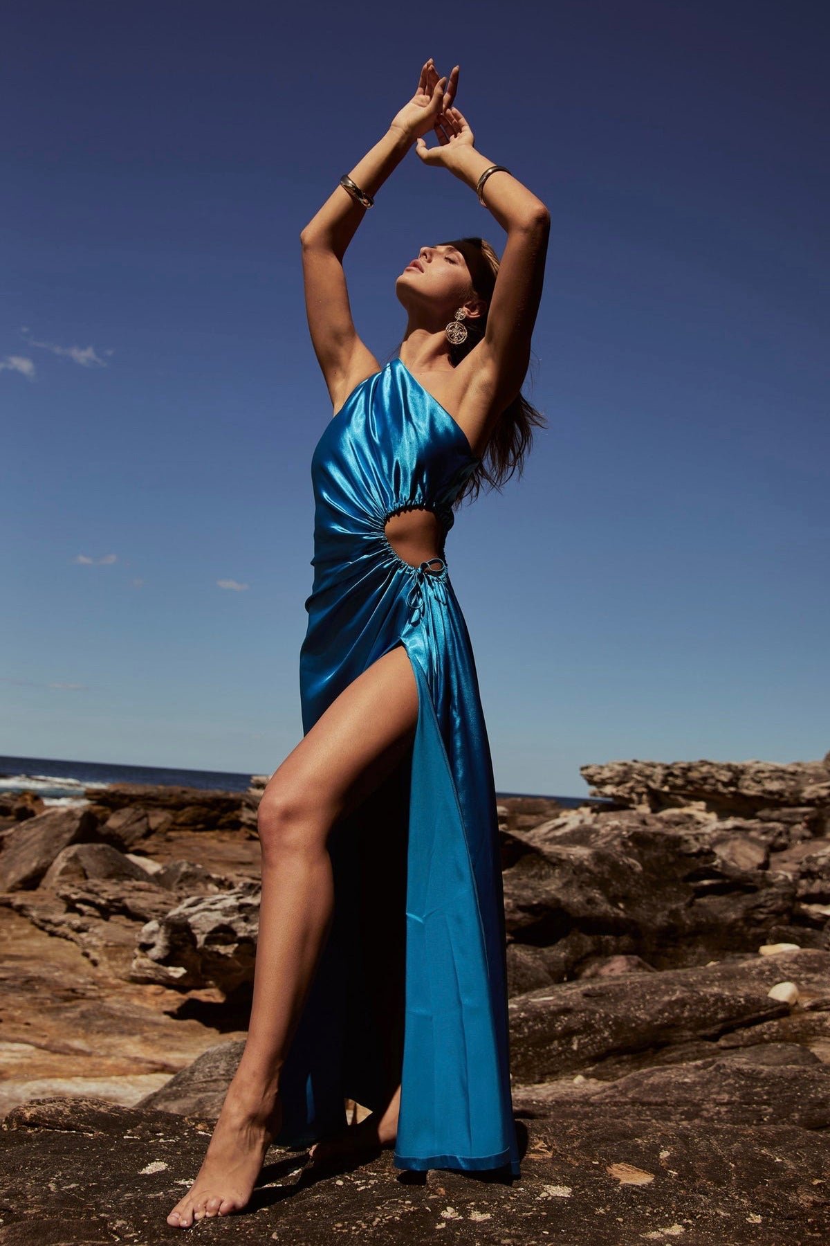 SONYA NOUR CYAN MAXI DRESS - CYAN BLUE photo 7