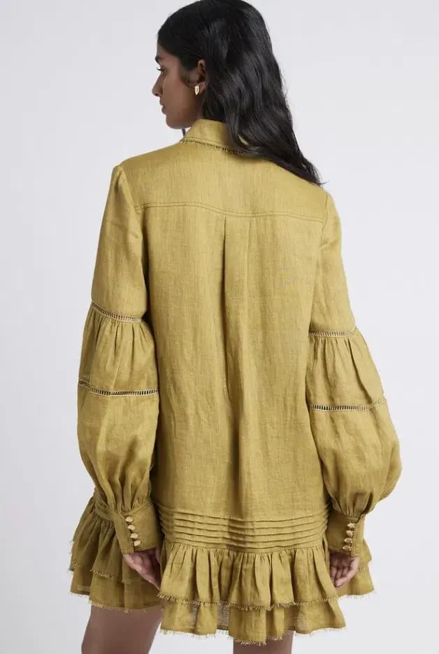 Aje Lotus Shirt Dress in Olive Green - Size 6 photo 3