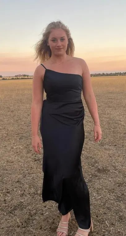 Forever New Navy One Shoulder Satin Maxi Dress photo 2