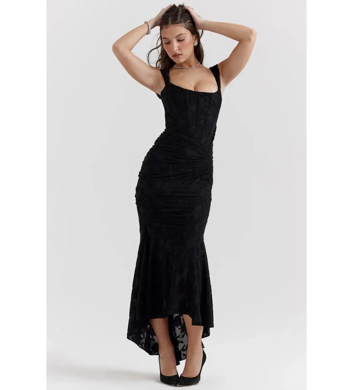 House Of CB Cesca Maxi Dress Black Floral Size 14 photo 3