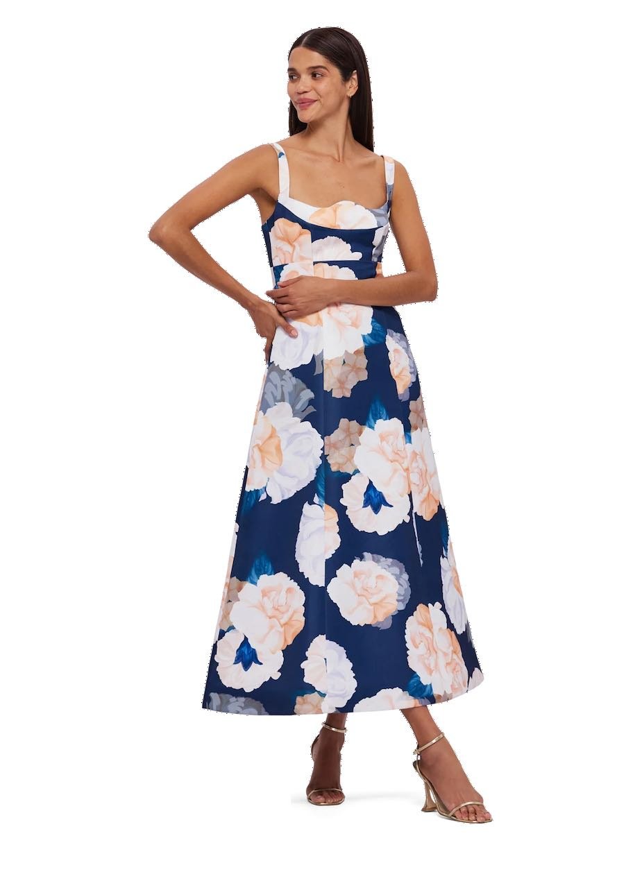 LEO LIN ODETTE MIDI DRESS - ROSEBUD PRINT IN NAVY photo 2