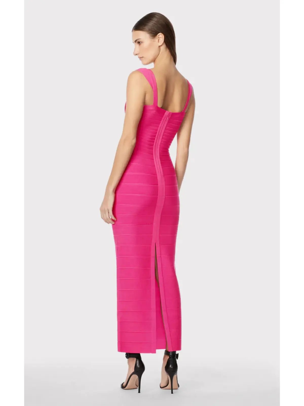 Herve Leger Fluted Bandage Gown in Pink Size Small / AU 8 photo 3