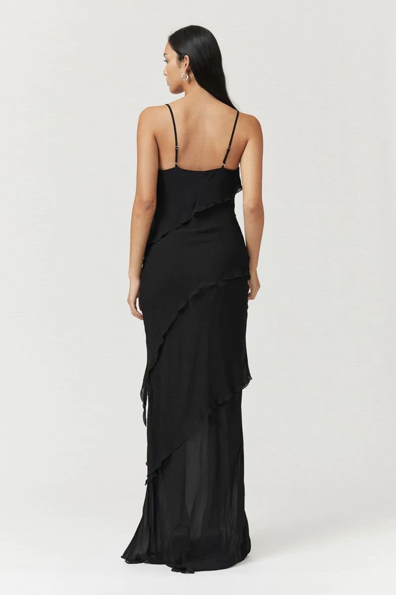 SUBOO TANYA STRAPPY COWL NECK DRESS - BLACK photo 3