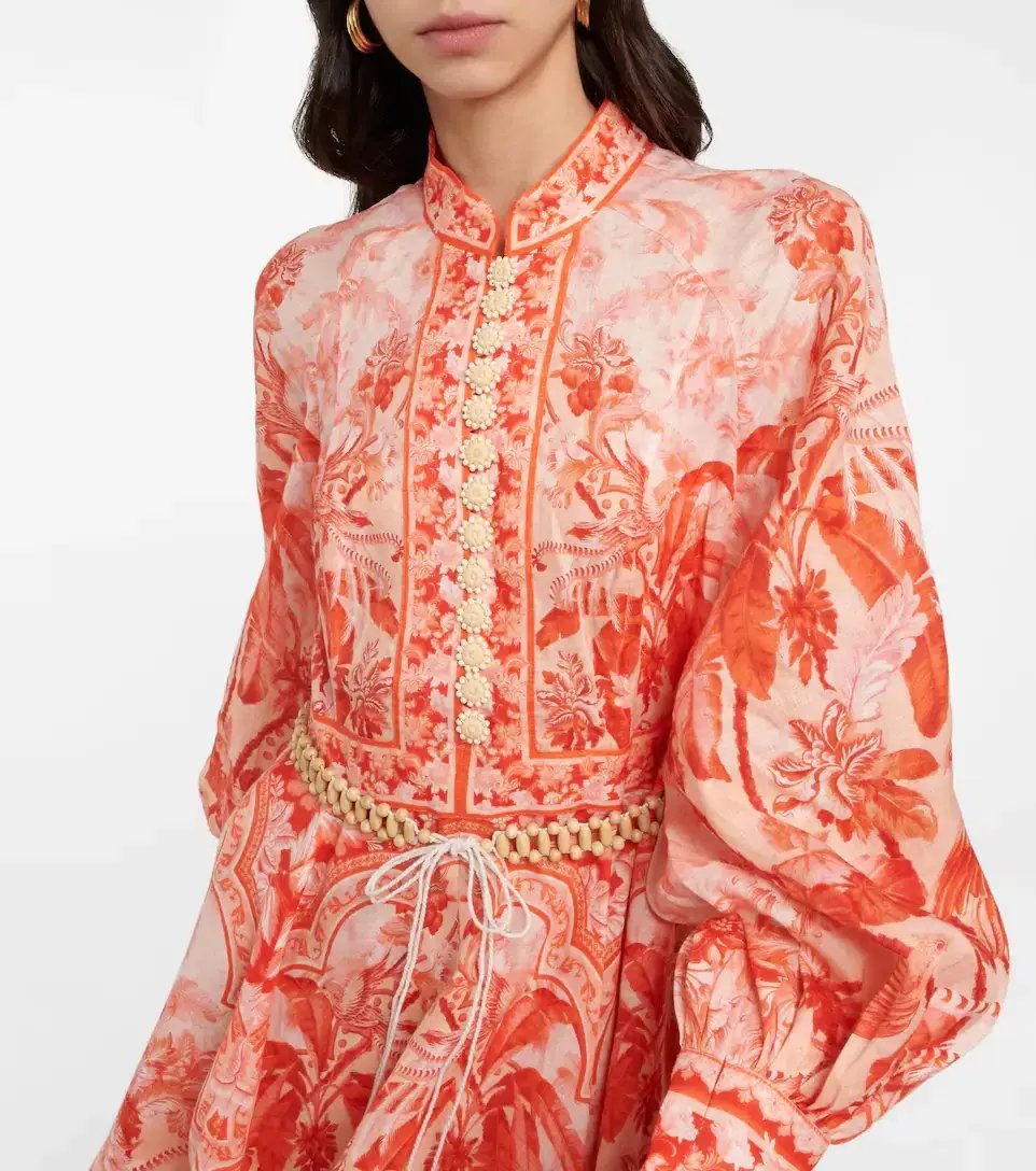 Zimmermann The Lyre Billow Sleeve Mini Dress in Red Palm Size 12 photo 2
