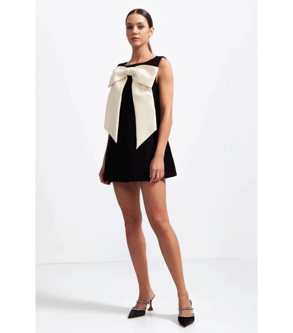 Sierra Darien Sleeveless Massive Ribbon Mini Dress in Black Size AU 8 photo 2