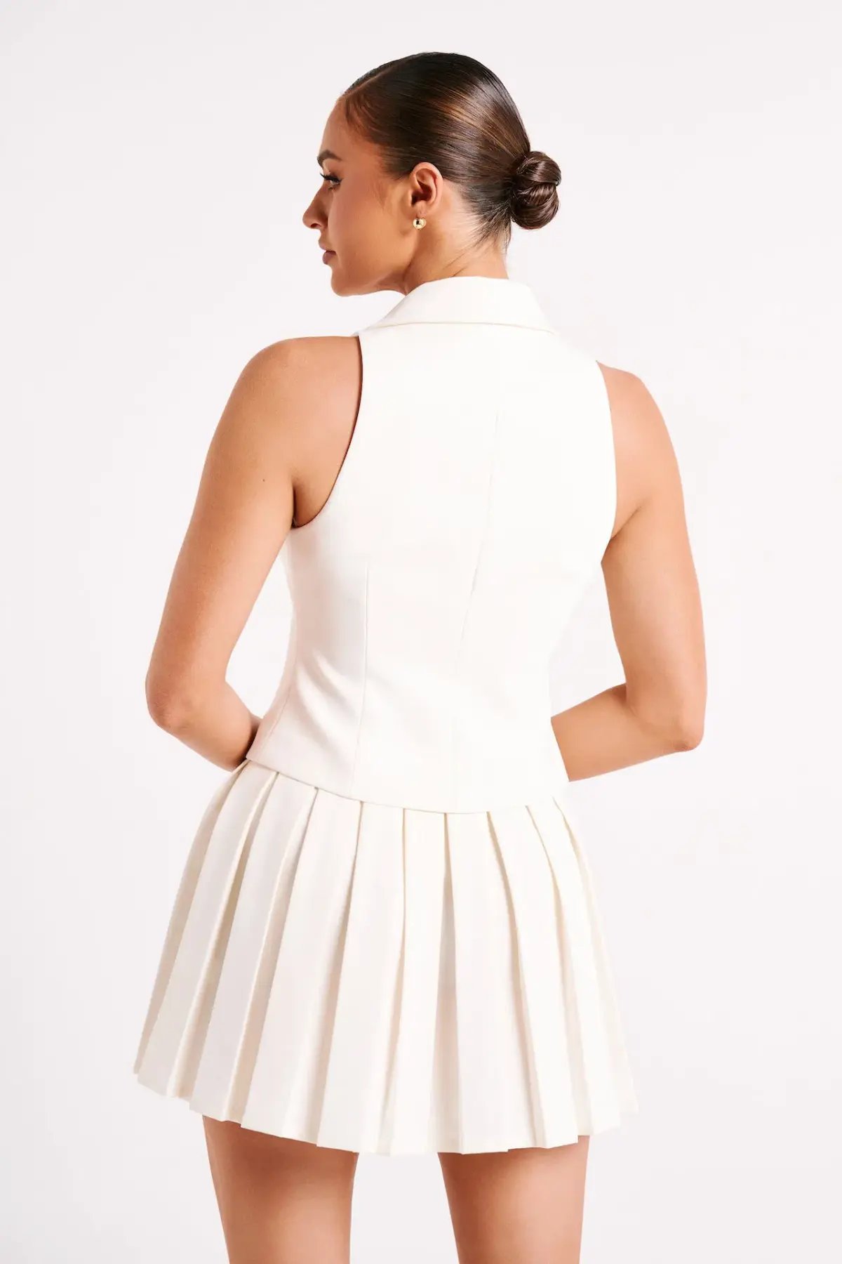 Meshki Mura Suiting Vest & Pleated Mini Skirt Set Ivory Size XS / AU 6 photo 3