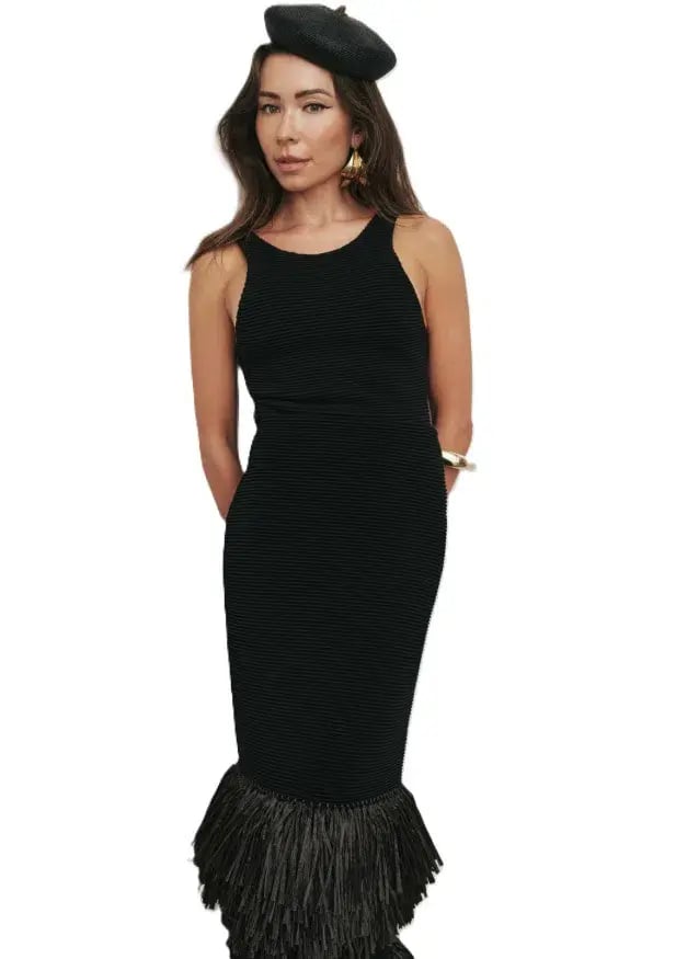 Aje Agave Knit Top and Agave Knit Raffia Midi Skirt Set Black Size 16 photo 2