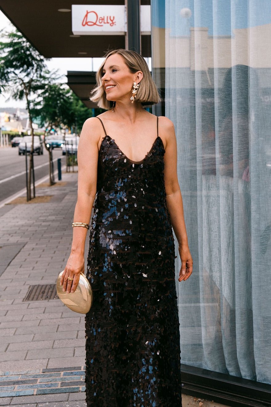 Alemais Geanie Sequin Gown, Brown photo 3