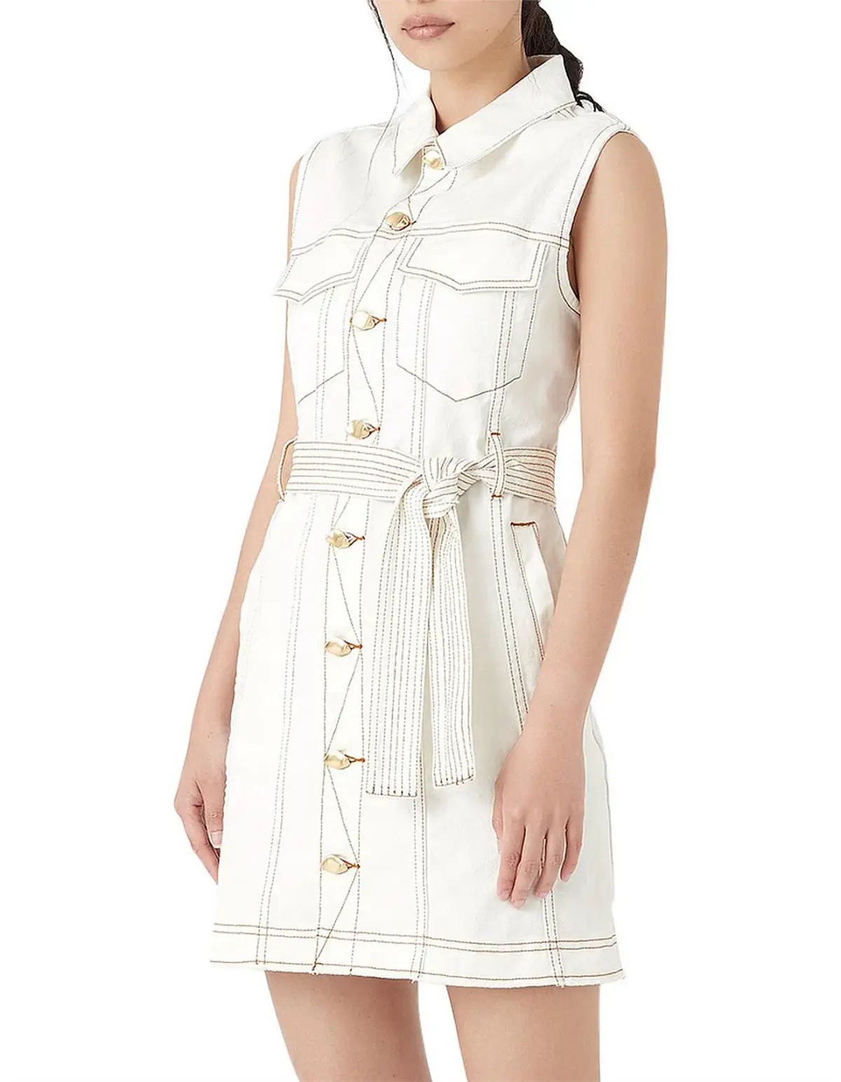 Aje Mimosa Alek Denim Mini Dress White Size 4 photo 2