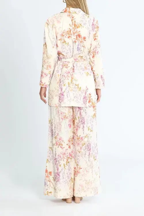 Ministry of Style Joyful Blooms Blazer and Pant Set Multi Print White Size 12 photo 3