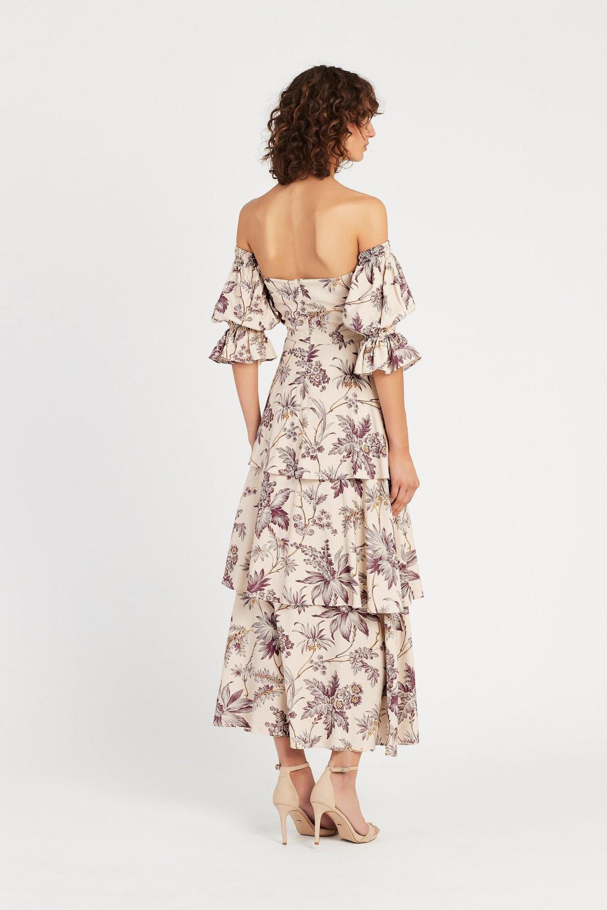 Sir The Label Avery Cut Out Gown Midi Brown Print Size AU 6 photo 3