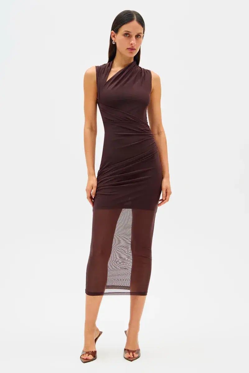 Misha Tillie Mesh Midi Dress Brown Size 8/S photo 5