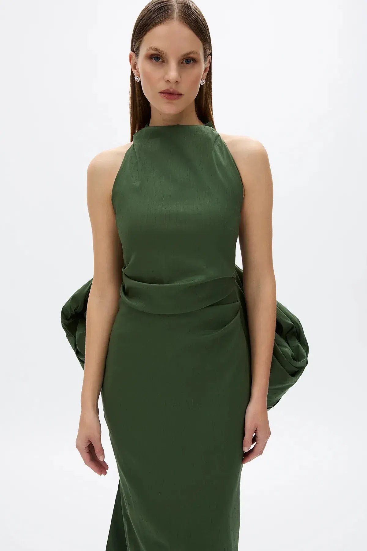 Rachel Gilbert Lottie Gown; Forest Green; size 12 photo 6