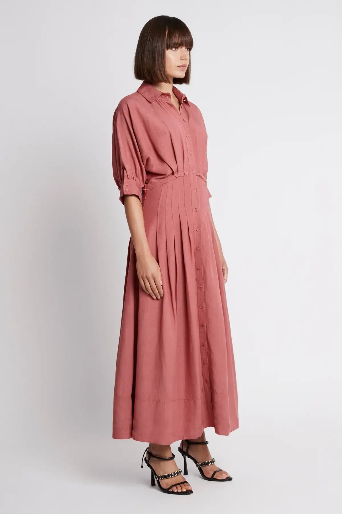 Aje Nova Shirt Midi Dress Dusty Rose Size 8 photo 3